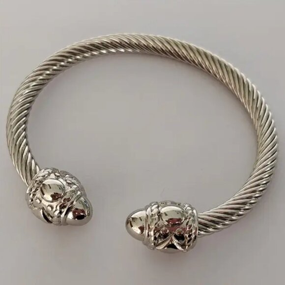 Women’s Stainless Steel Open Cuff Bangle Bracelet - Picture 10 of 11